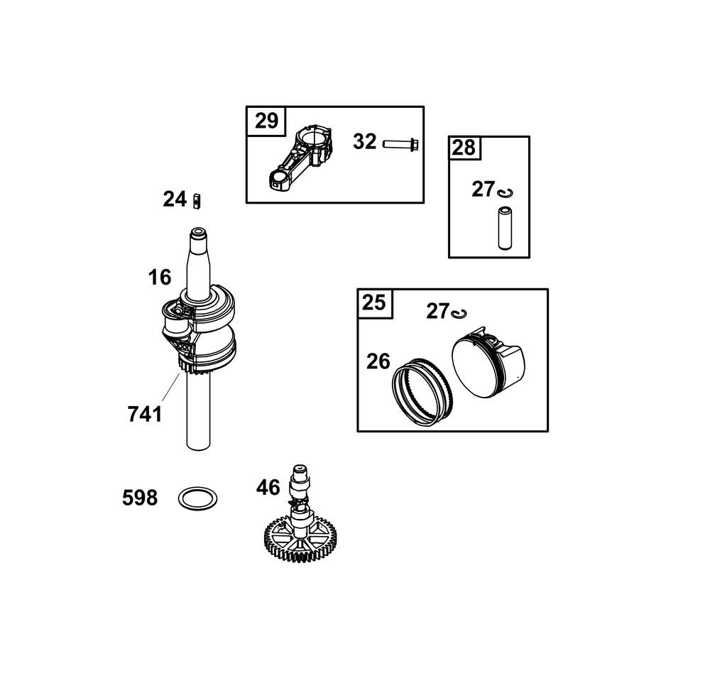 Crankshaft Group Diagram and Parts List for 09P902-0009-H5 020000 - 09Z999 Briggs and Stratton Engine